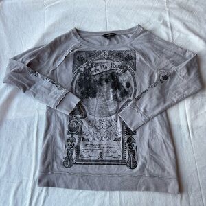 Rock & Republic Gray Grunge Y2K Graphic Long Sleeve Tee